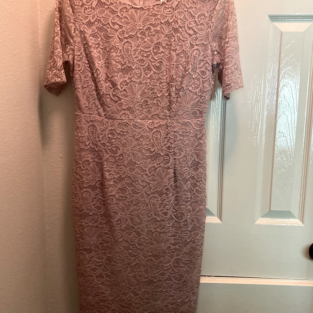 Pink Lace Midi Dress